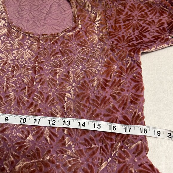 Vintage Velvet Burnout Maxi Dress by Jane Mohr for DTK Pink Floral Gown M-L Boho - Picture 7 of 8